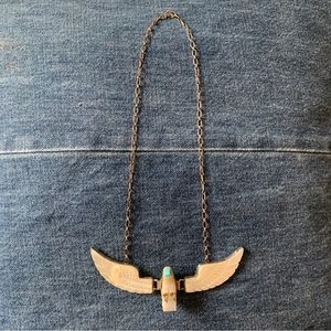 Eagle Necklace- Sterling Silver, Mother of Pearl, Turquoise